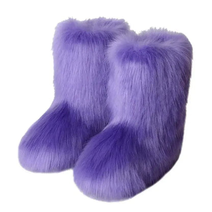 Winter Snow Furry Faux Fur Plush Warm