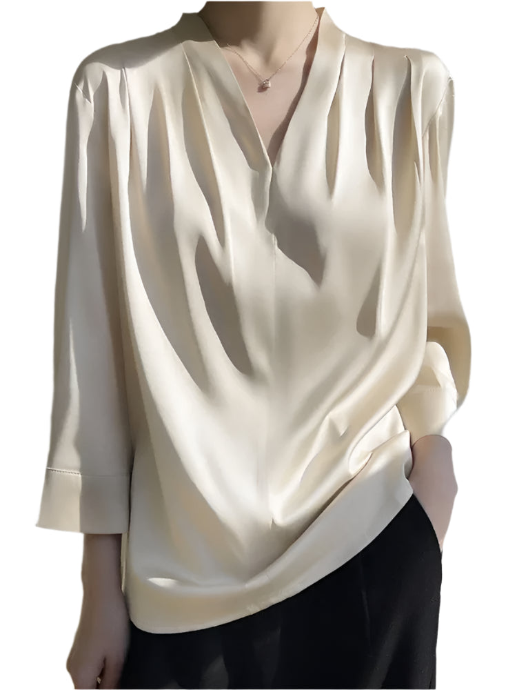 Blouse Spring Temperament Elegant Silk Long