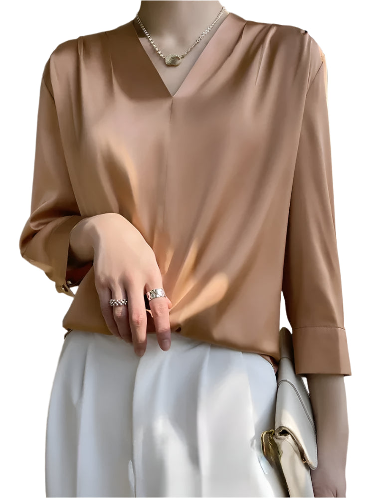 Blouse Spring Temperament Elegant Silk Long