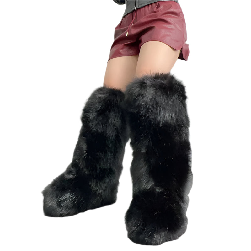 Knee High Fuzzy Faux Fur Soft Warm