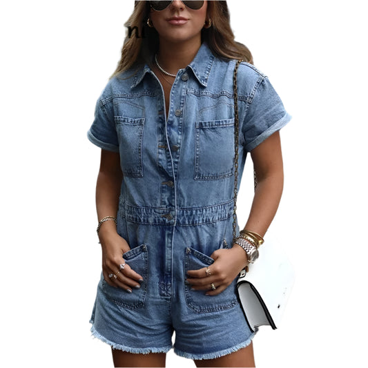 Denim Tassel Jumpsuit