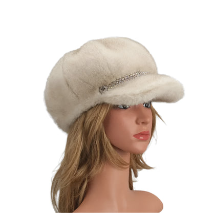 Solid Faux Fur Octagonal Beret