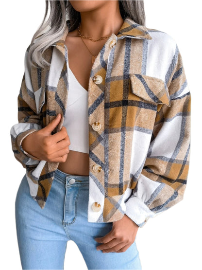 Cropped Plaid Flannel Shacket