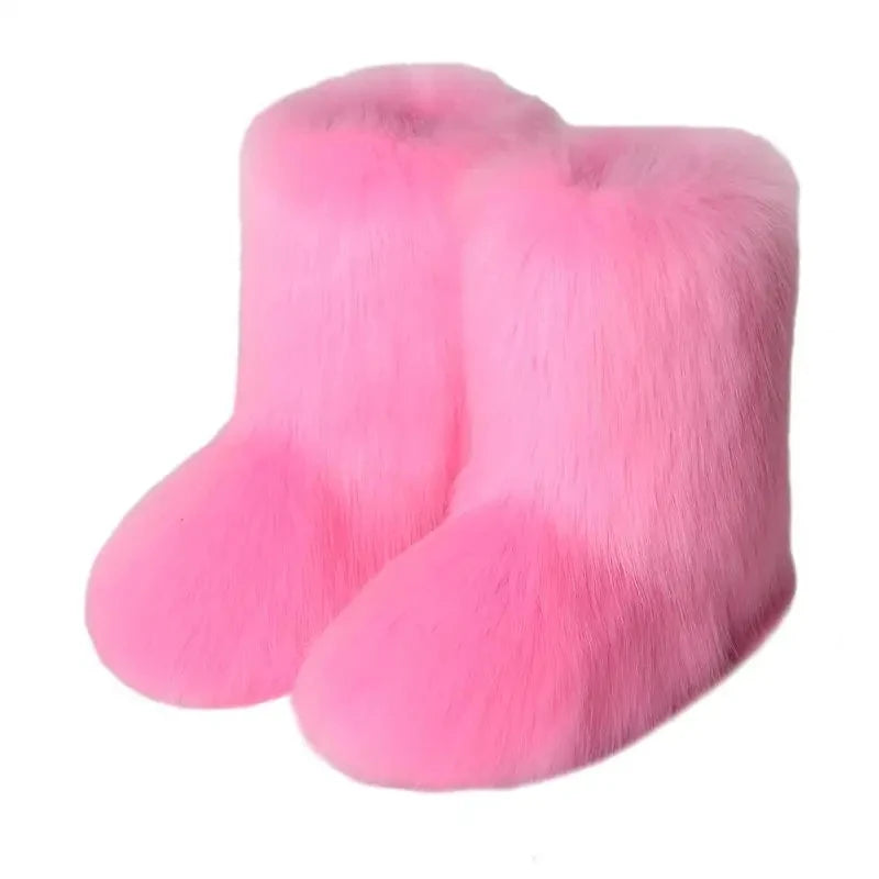 Winter Snow Furry Faux Fur Plush Warm