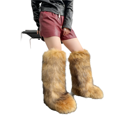 Knee High Fuzzy Faux Fur Soft Warm