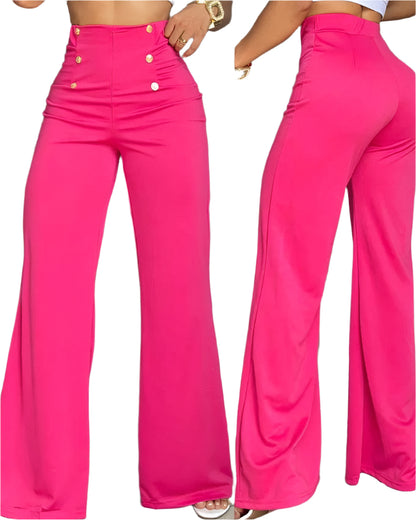 Elegant High-Waist Flared Trousers