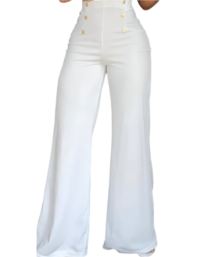 Elegant High-Waist Flared Trousers