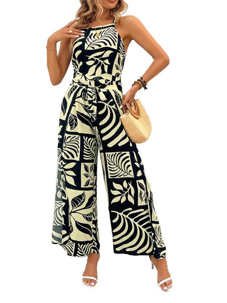 Printed Tie Back Jumpsuits