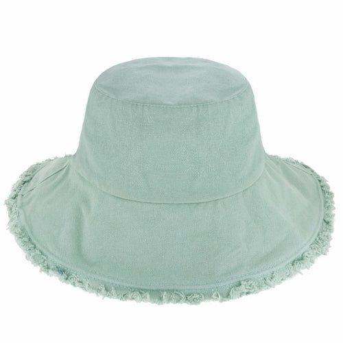 Wide Brim Frayed Bucket Hat