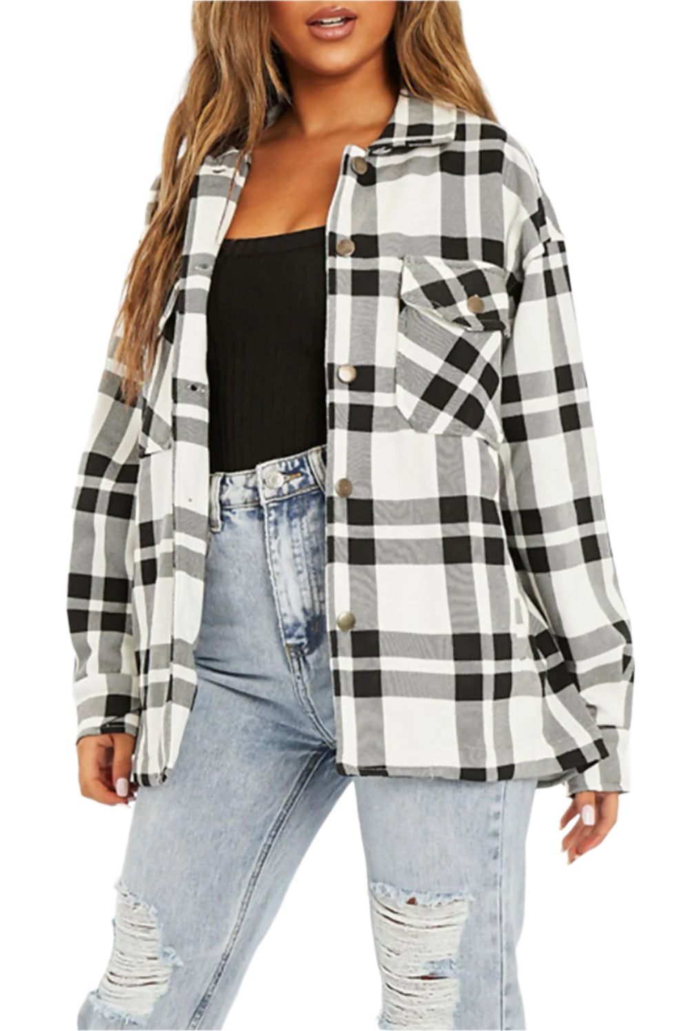 Black and White Check Shacket