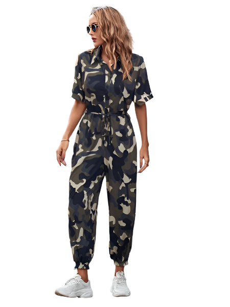 Camo Loose-Fitting Jumpsuit