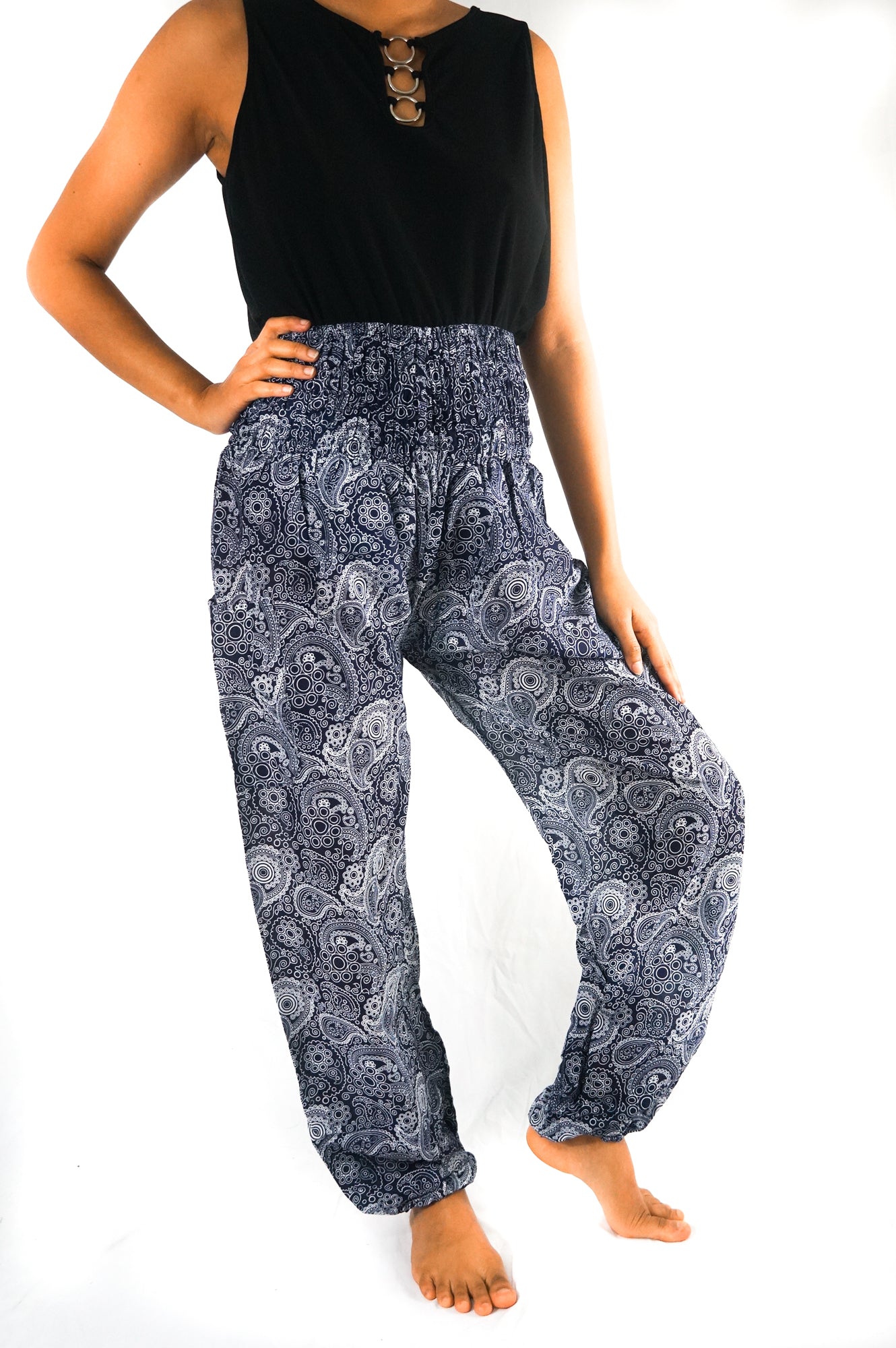 Black Paisley Pants Women Boho