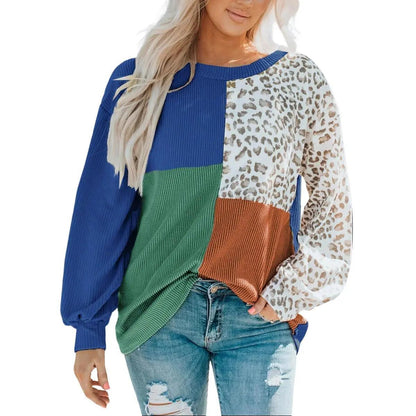 Leopard Patchwork Color Block Ribbed