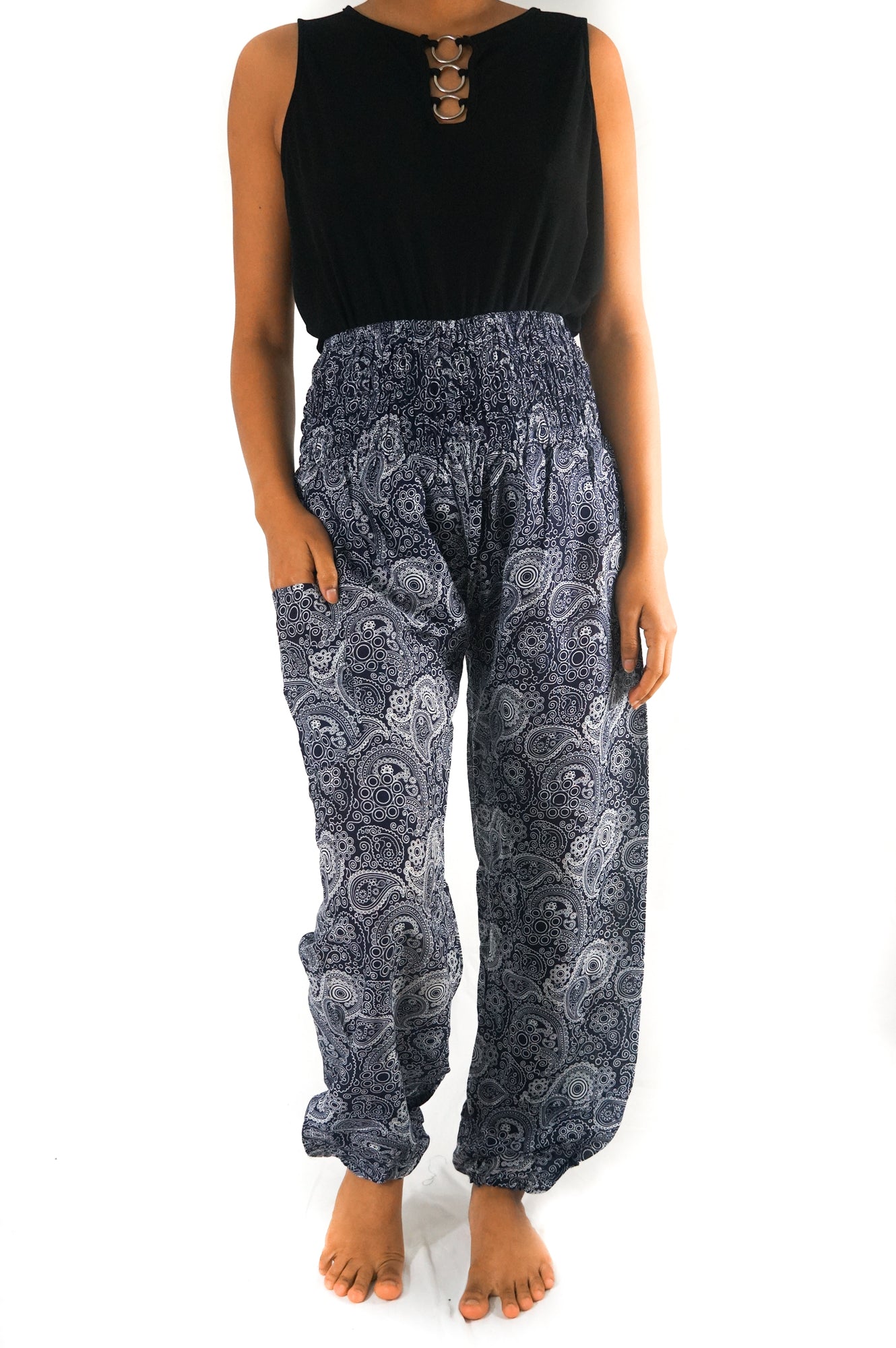 Black Paisley Pants Women Boho