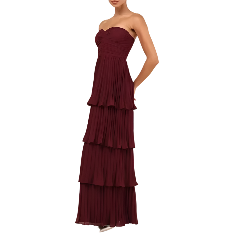 Elegant Off-Shoulder Pleated Maxi Dress