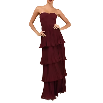 Elegant Off-Shoulder Pleated Maxi Dress