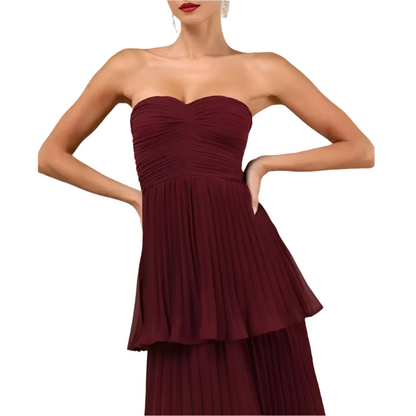 Elegant Off-Shoulder Pleated Maxi Dress