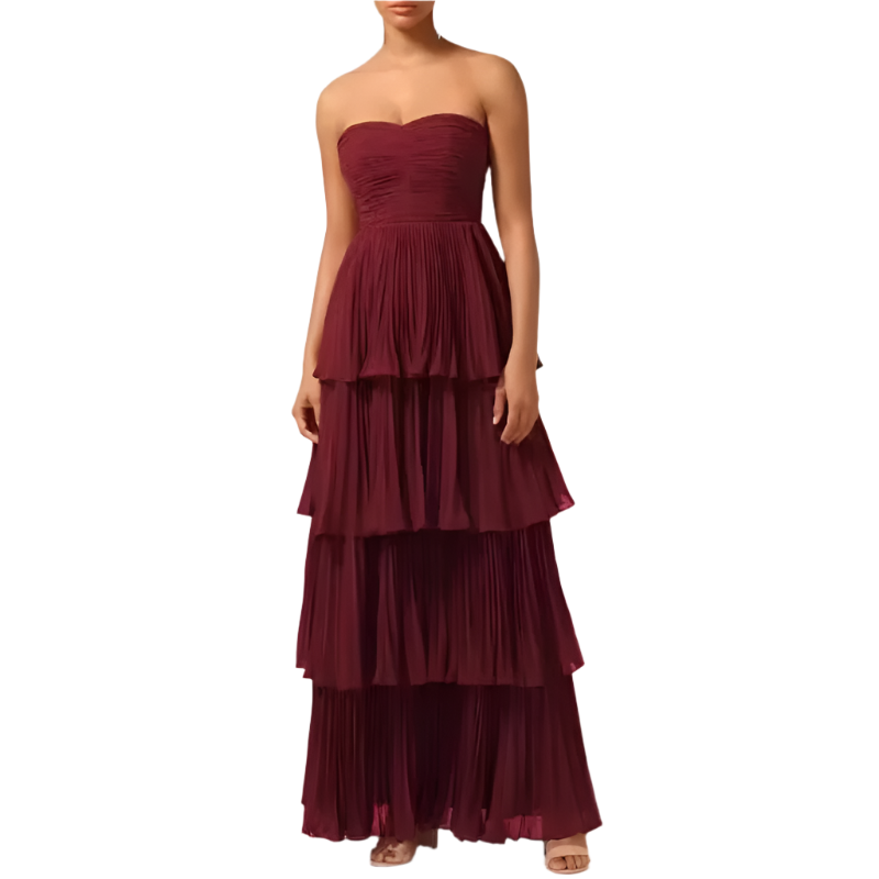 Elegant Off-Shoulder Pleated Maxi Dress