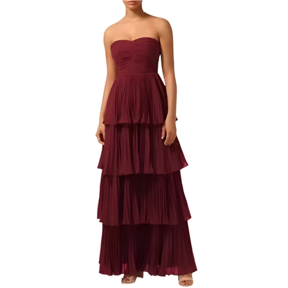 Elegant Off-Shoulder Pleated Maxi Dress