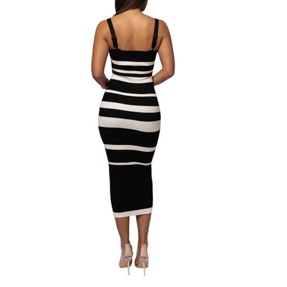 Striped Square Neck Maxi Dress