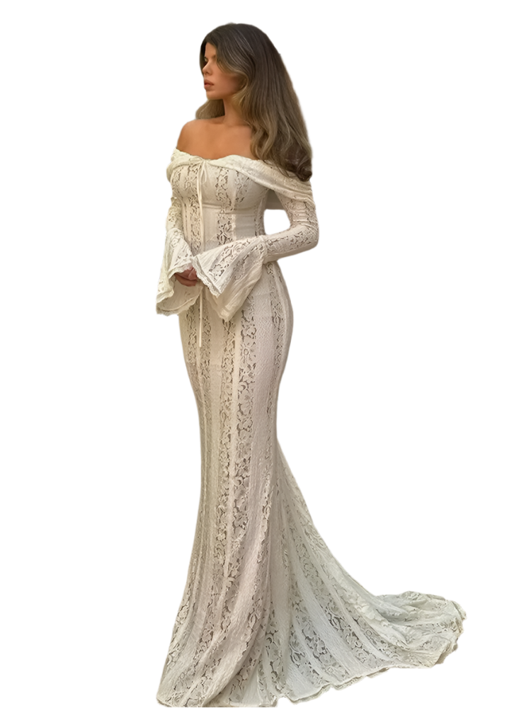 Elegant Lace Off-Shoulder Maxi Dress