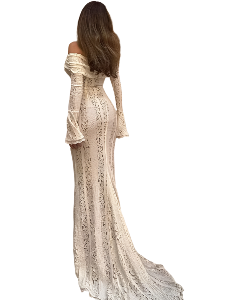 Elegant Lace Off-Shoulder Maxi Dress