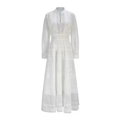 Elegant Lace Gauze Spliced Dress – Timeless Sophistication