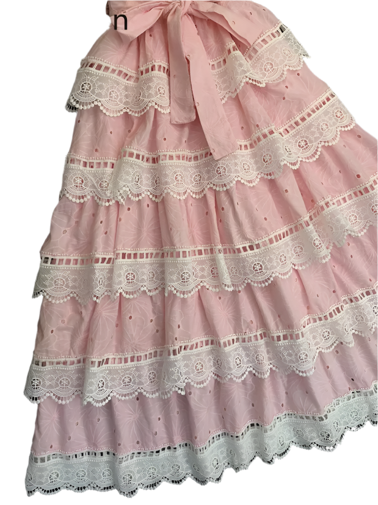 Elegant Cascading Ruffle Lace Dress – Timeless Feminine Charm