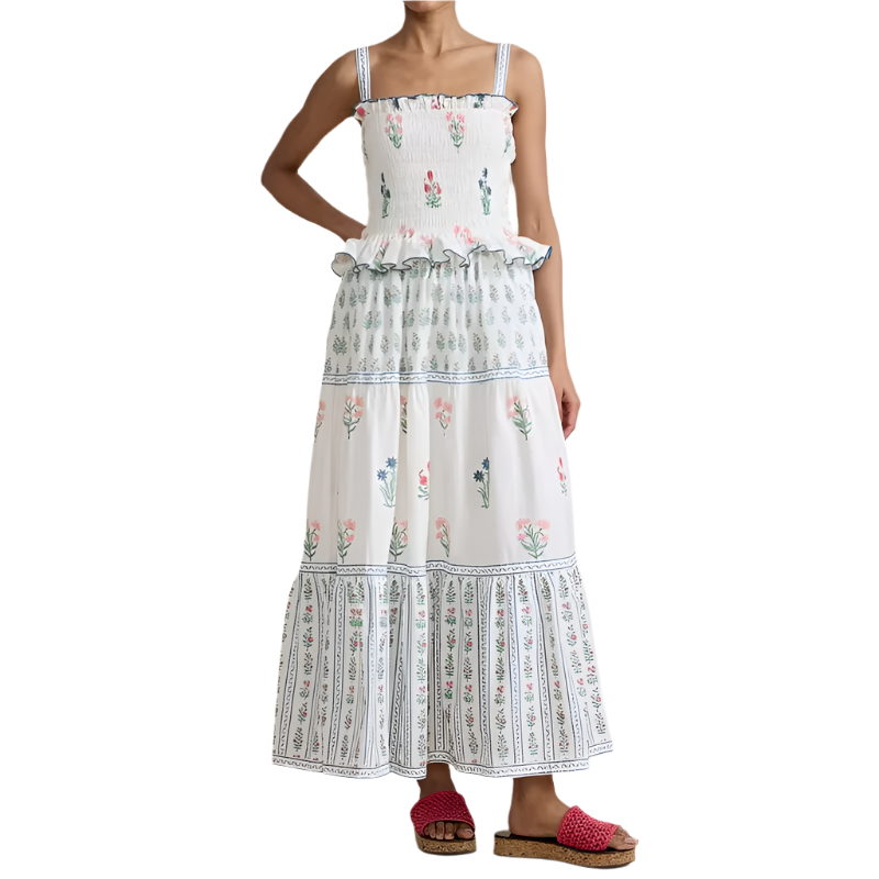 Lamuusaa Floral Ruffle Maxi Dress – Effortless Summer Elegance