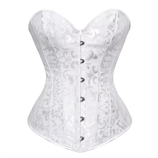 Elegant White Satin Corset & Asymmetrical Skirt Set