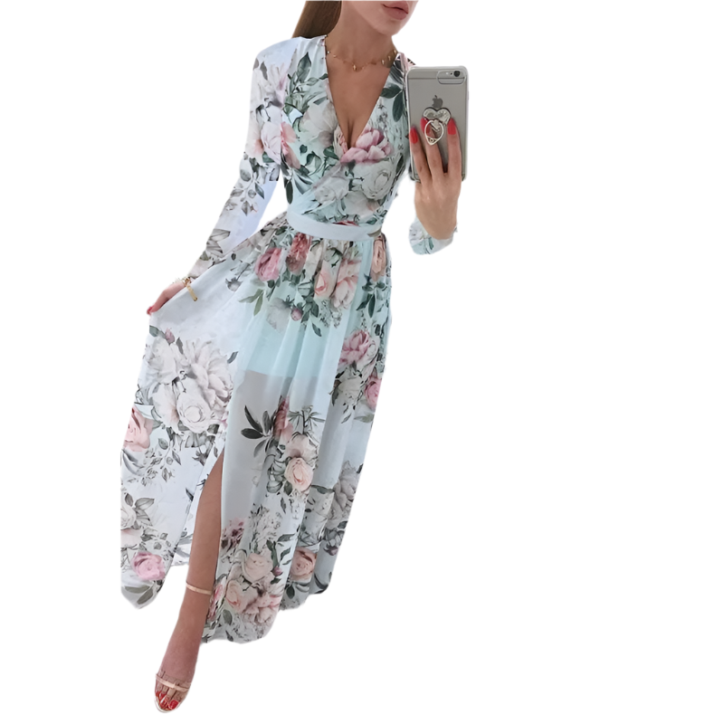 Bohemian Chiffon Print Dress – Effortless Summer Elegance