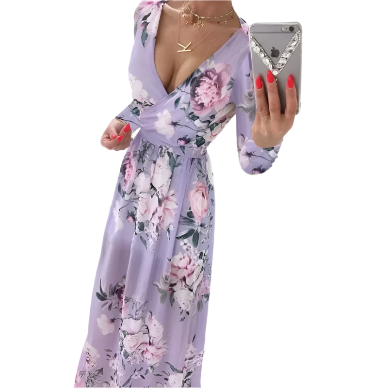 Bohemian Chiffon Print Dress – Effortless Summer Elegance