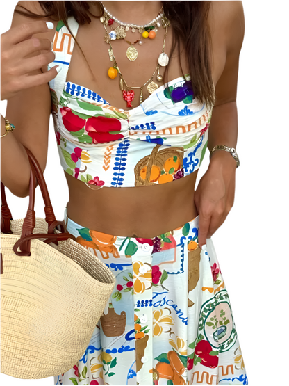 Vibrant Patchwork Skirt Set – Beach Chic