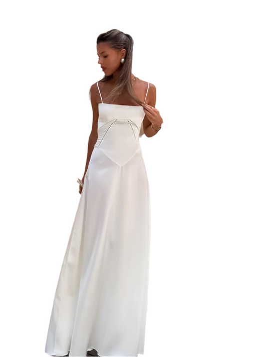 Elegant Backless Satin Dress – Chic Summer Style