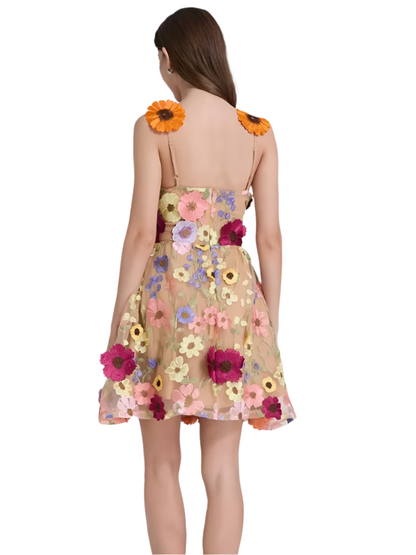 High-End 3D Floral Slim Dress – Elegant & Feminine