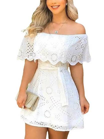 Summer Hollow-Out White Dress – 2025 New Fashion