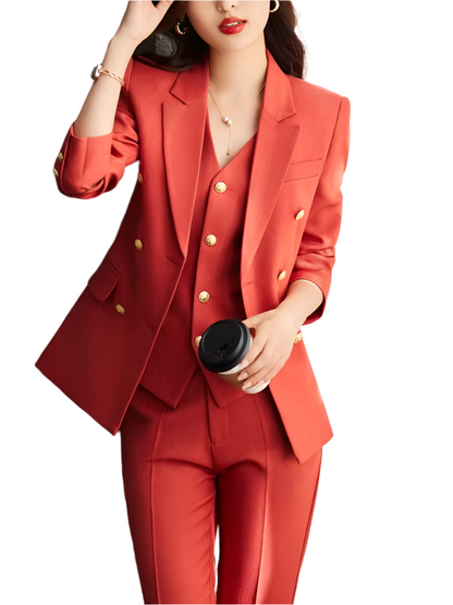 Women's 3-Piece Formal Blazer & Pant Suit – Elegant Office Wear