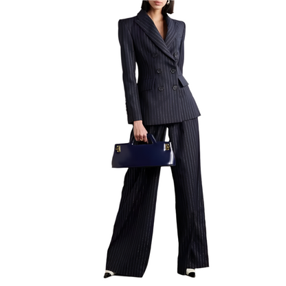 Women's Slim Double-Breasted Pants Set – High-End Power Suit