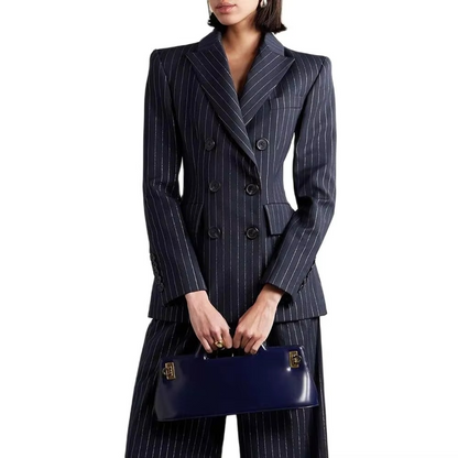 Women's Slim Double-Breasted Pants Set – High-End Power Suit