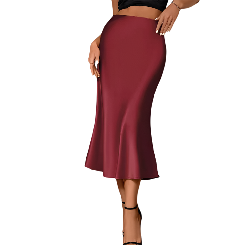 Elegant Satin A-Line Skirt – Chic Korean Style