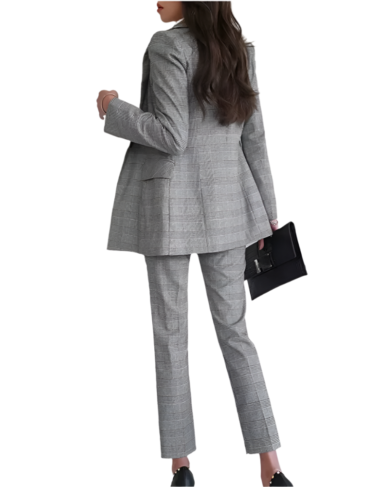 3-Piece Plaid Business Suit – Elegant Office Attire