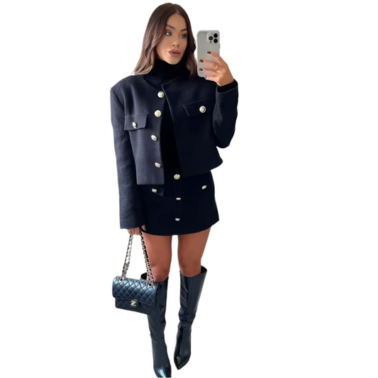 Tweed Jacket & Skirt Set – Classic Elegance