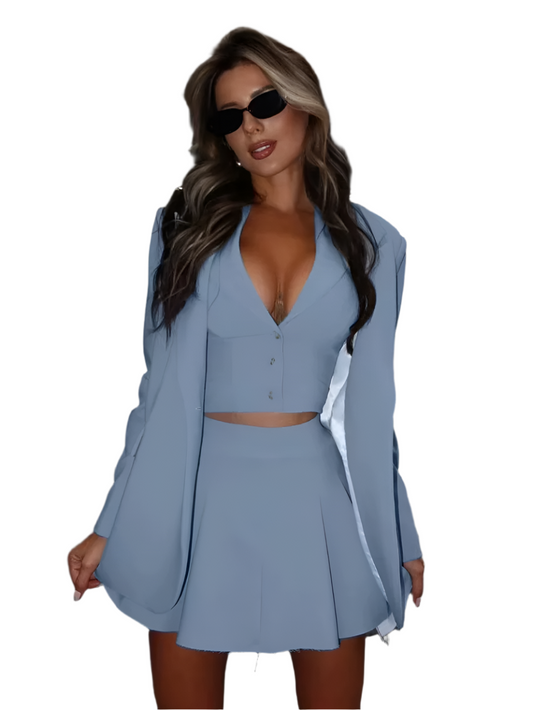 Chic Blue 3-Piece Office Set – Elegant & Modern Power Dressing