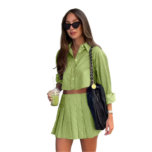 Elegant Blue Striped 2-Piece Set – Timeless & Chic