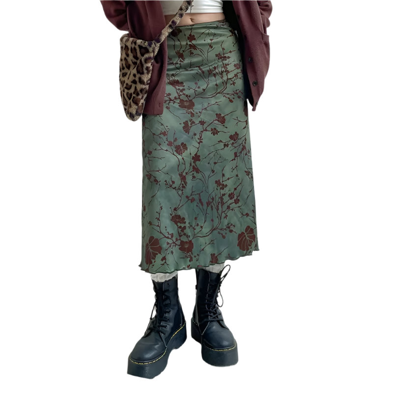 Floral Print Midi Skirt – Vintage & Chic