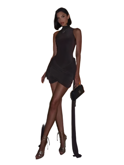 Mozision Turtleneck Sleeveless Mini Dress – Chic & Sexy Elegance