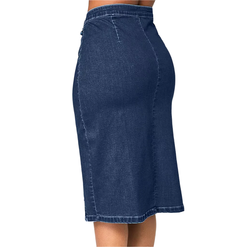 High-Waisted Denim Pencil Skirt – Chic & Timeless Elegance