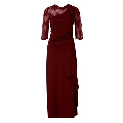 Elegant Lace Patchwork Evening Gown – Timeless Glamour & Sophistication