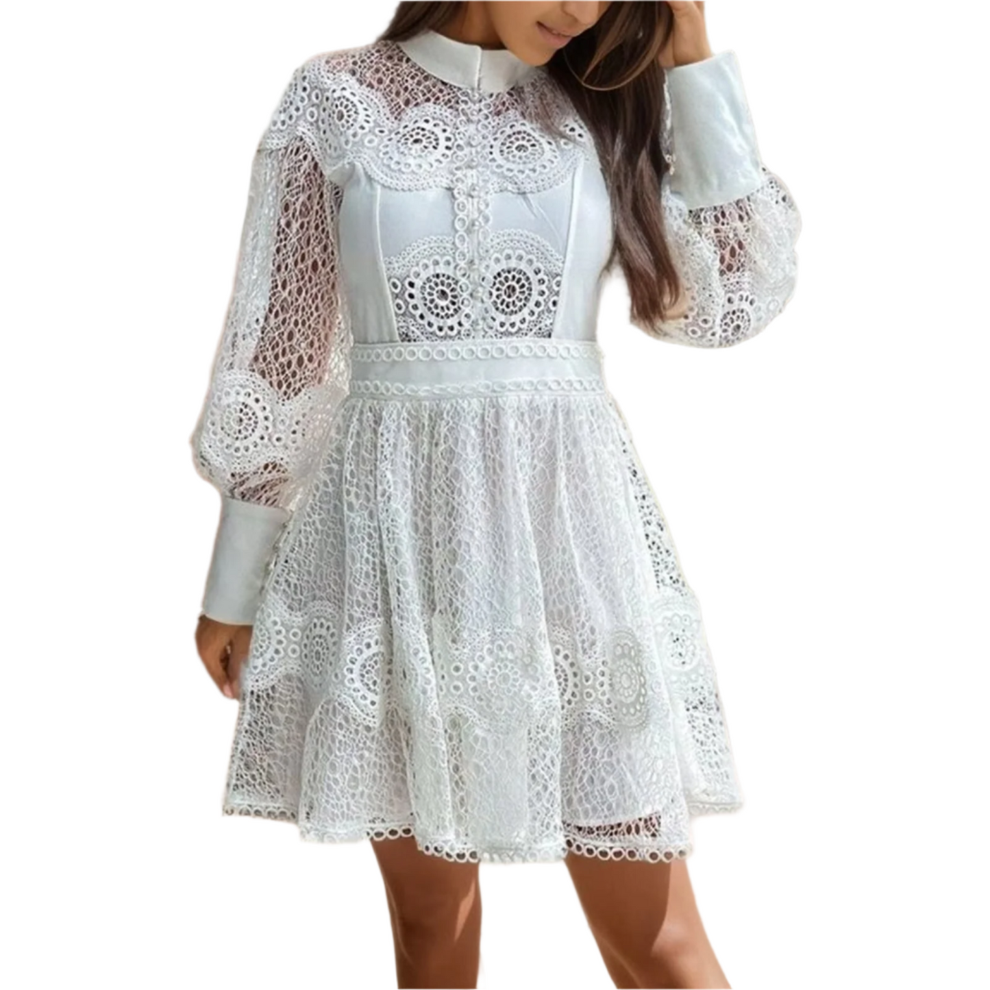 Elegant Hollow Out Lace Dress – Sophisticated Charm & Grace
