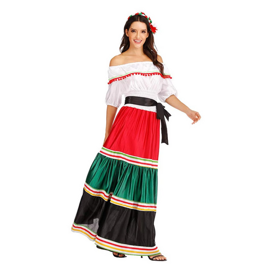 Traditional Mexican Off-Shoulder Dress – Vibrant Elegance & Festive Charm